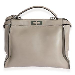 Fendi Gray Leather Large Peekaboo Bag